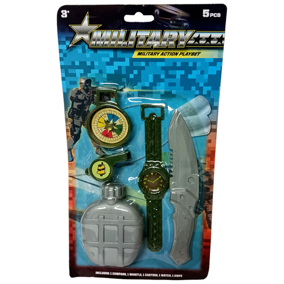 Halloween Kids Army Costume Toy Kit Helmet Canteen Compass Binoculars Survival - Picture 4 of 16